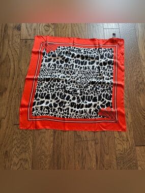 Coach orange Leopard Print Square Scarf